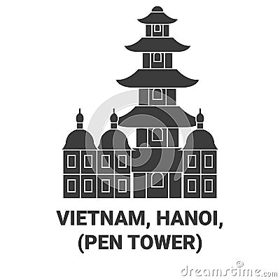 Vietnam, Hanoi, Thp Bt Pen Tower travel landmark vector illustration Vector Illustration