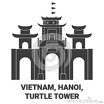 Vietnam, Hanoi, Turtle Tower travel landmark vector illustration Vector Illustration