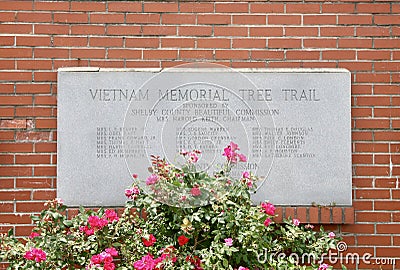 Vietnam Memorial Tree Trail, Millington, TN Editorial Stock Photo