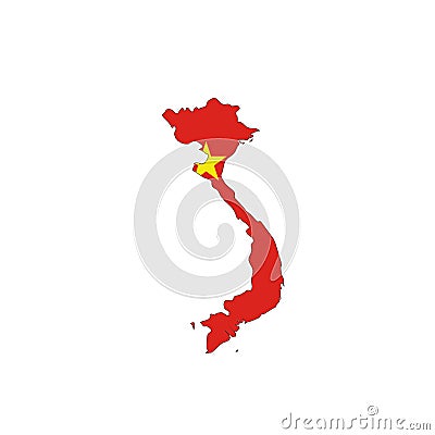 Vietnam national flag in a shape of country map Vector Illustration