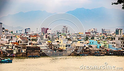 Vietnam. Nha Trang. View of the river Kai and the city Editorial Stock Photo