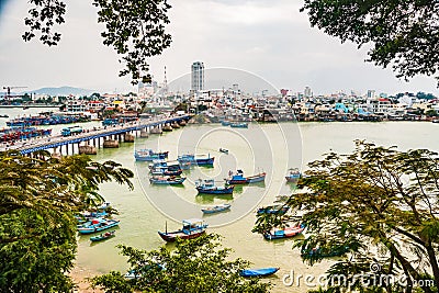 Vietnam. Nha Trang. View of the river Kai and the city Editorial Stock Photo