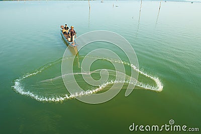 Vietnam river fishermen Editorial Stock Photo