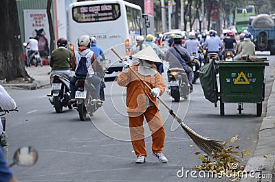 Vietnam road sweeper Editorial Stock Photo