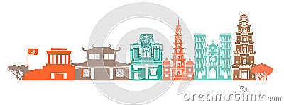 Vietnam skyline vector. Panoramic abstract street view Vector Illustration