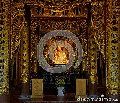 Vietnam travel. Ho Quoc Pagoda at Phu Quoc Island Editorial Stock Photo