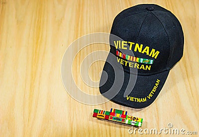 Vietnam Veteran Hat & Service Ribbons Editorial Stock Photo