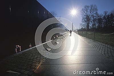 Vietnam Veterans Memorial Wall at Sunrise, Washington, D.C. Editorial Stock Photo