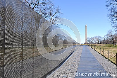 Vietnam War Memorial with Lincoln Memorial in Background Editorial Stock Photo