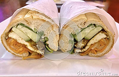 Tofu Banh Mi Sandwich Stock Photo