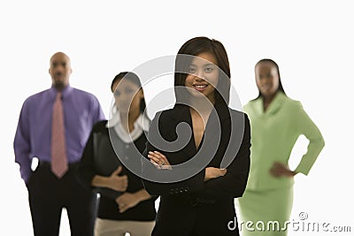 Vietnamese businesswoman portrait with others. Stock Photo