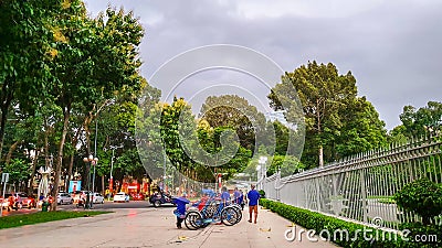 Vietnamese Cyclo Drivers Waiting Tourist In Central Ho Chi Minh City, Vietnam. Editorial Stock Photo