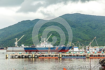 The Vietnamese fishing port Stock Photo