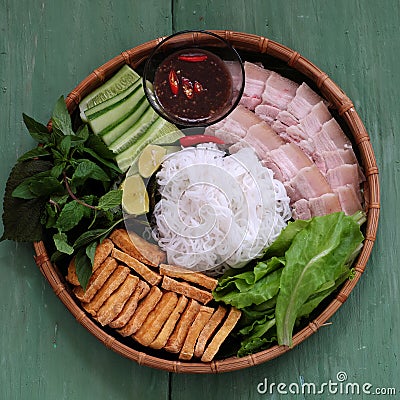 Vietnamese food, bun dau mam tom Stock Photo