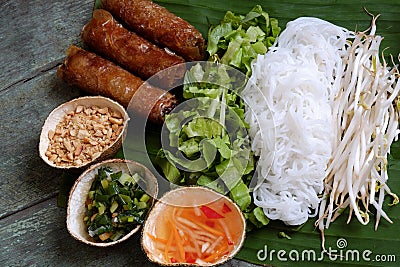 Vietnamese food, spring roll, bun,cha gio Stock Photo