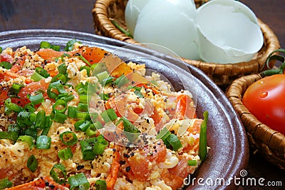 Vietnamese food, tomato saute egg Stock Photo