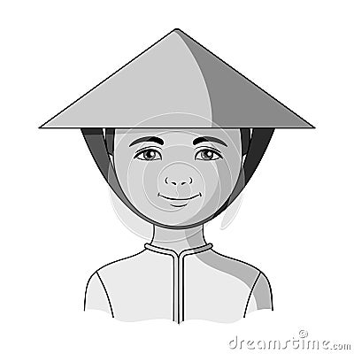 Vietnamese.Human race single icon in monochrome style vector symbol stock illustration web. Vector Illustration