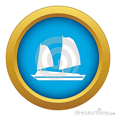 Vietnamese junk boat icon blue vector isolated Vector Illustration