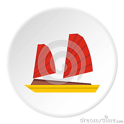 Vietnamese junk boat icon, flat style Vector Illustration