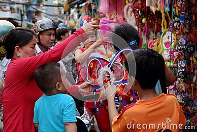 Vietnamese lantern street, mid autumn festival Editorial Stock Photo