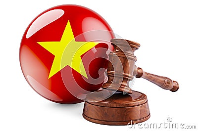 Vietnamese law and justice concept. Wooden gavel with flag of Vietnam. 3D rendering Stock Photo
