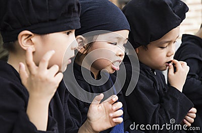 Vietnamese little children on traditional dresses Editorial Stock Photo