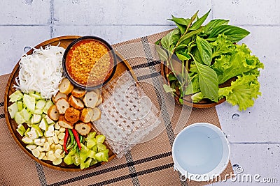 Vietnamese meatball wraps tasty food Stock Photo