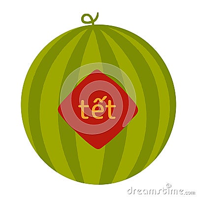 Vietnamese New Year traditional food watermelon illustration. Vector Illustration