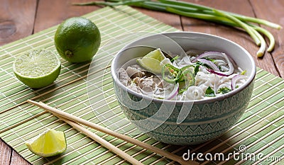 Vietnamese Pho Bo soup rice noodles Stock Photo