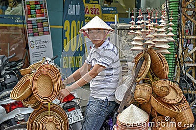 Vietnamese sales man in Hanoi Editorial Stock Photo