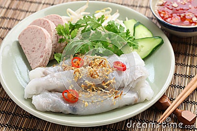 Vietnamese steamed rice noodle roll Stock Photo