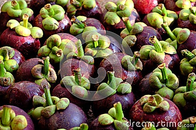 Vietnamese tropical fruits fresh Mangosteens Stock Photo