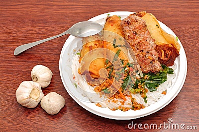 Vietnamese Vermicelli with grilled pork Stock Photo