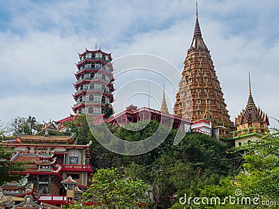 The Vietnamse and Thai stupas or pagodas in Kanchanaburi, Thailand Stock Photo