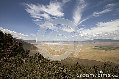 Vieuw into Ngorongoro crater Tanzania from the rim Stock Photo