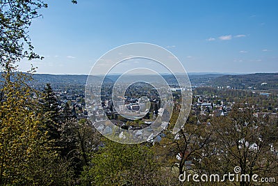 The view from above of the city of Bad Honnef in great spring weather Stock Photo