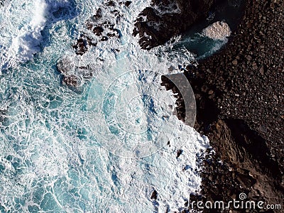 View from above of the cliffs and coastline of Ponta Delgada Stock Photo