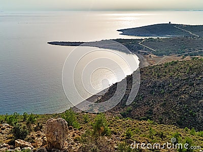 View from above, coastline in Chios island Greece. Stock Photo