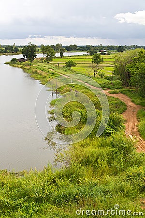 View above the gravel roadbed Stock Photo