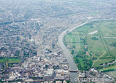 Aerial view of Kingston-Upon-Thames town centre Stock Photo