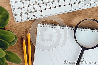 View from above on the office workspace Editorial Stock Photo