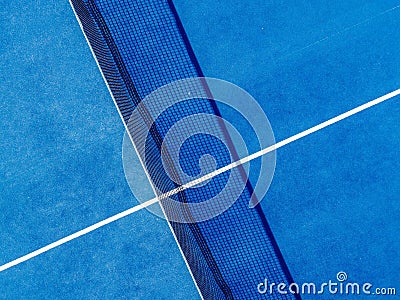 Overhead drone view of a blue paddle tennis court Stock Photo