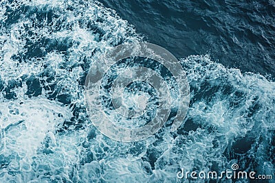 View from above turquoise ocean waves background. Stock Photo