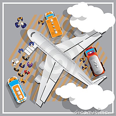 Preparation of aircraft for flight. Vector Illustration