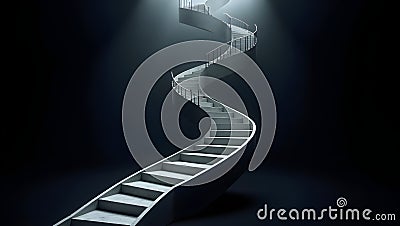 An abstract spiral staircase floating in an infinite, empty space Stock Photo