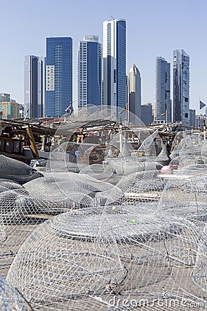 View on Abu Dhabi from the fishing harbour Editorial Stock Photo