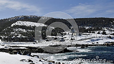 Winter seascape along the coast of Newfoundland Canada, near Flatrock Stock Photo