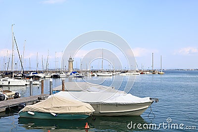 The View Across Desenzano Harbour on Lake Garda Editorial Stock Photo
