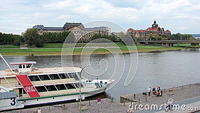 View across the Elbe River on the northern bank, Dresden, Germany Editorial Stock Photo