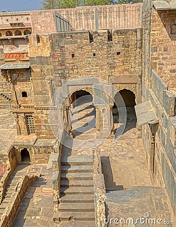 Giant Ancient Chand Baori Stepwell of Abhaneri Editorial Stock Photo